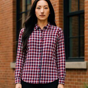 Columbia Women's Button Shirt Size Medium Red/White/Blue Check Long Sleeve